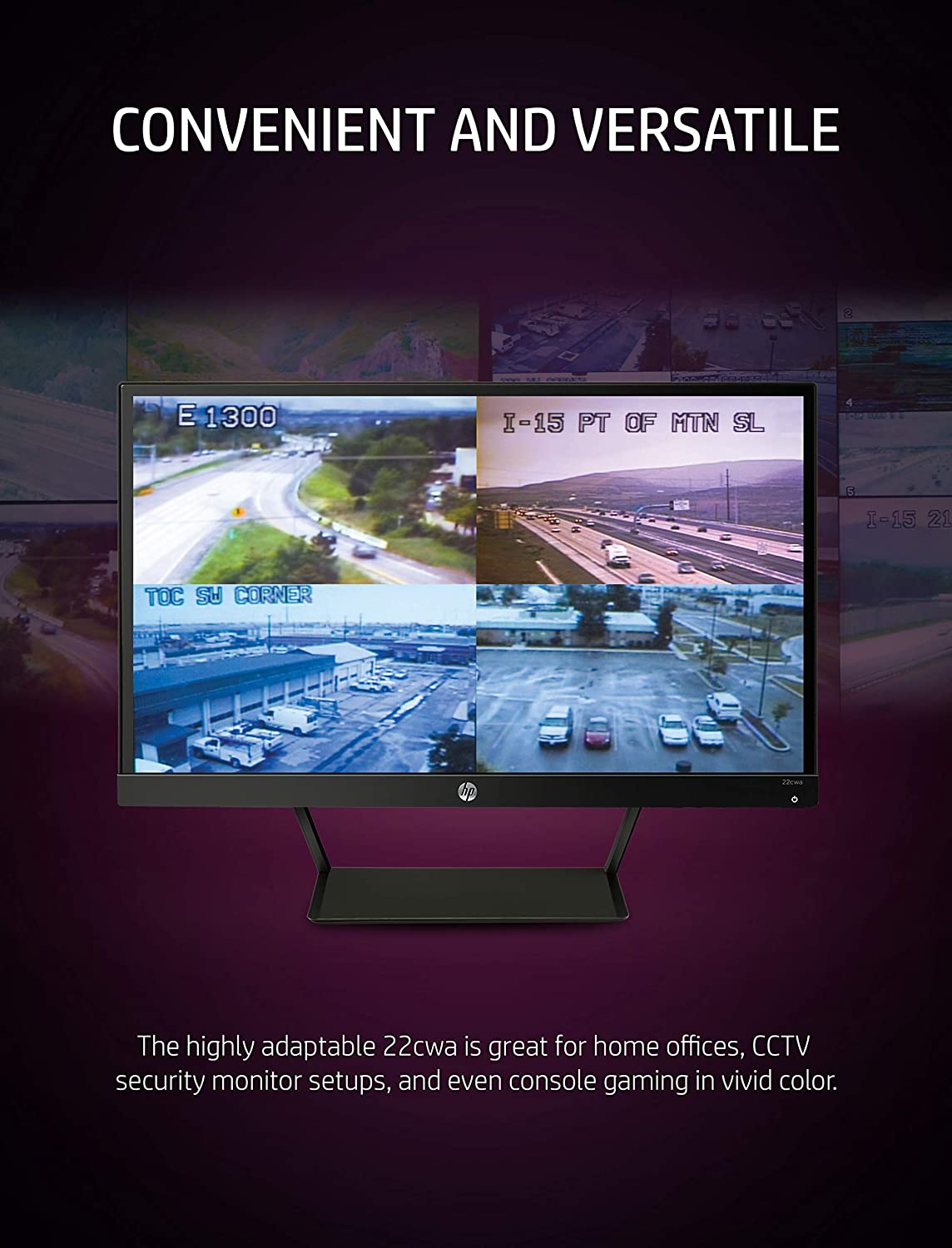 HP Pavilion 22cwa 21.5-Inch Full HD 1080p IPS LED Monitor, Tilt, VGA and HDMI (T4Q59AA) - Black HP Pavilion 22cwa 21.5-Inch Full HD 1080p IPS LED Monitor, Tilt, VGA and HDMI (T4Q59AA) - Black